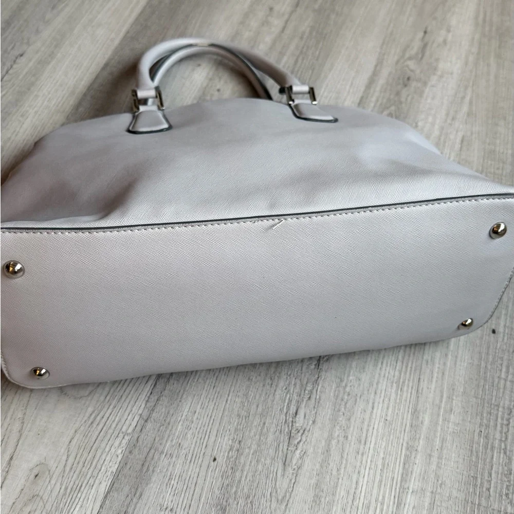 Nine West White Satchel Handbag Top‎ Handle Purse Silver Hardware